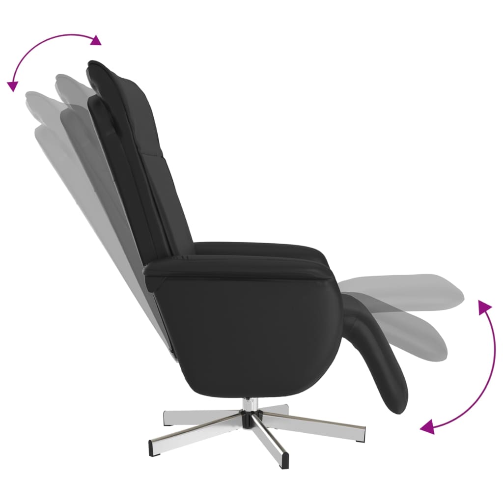 vidaXL Sillón reclinable masaje con reposapiés cuero sintético negro