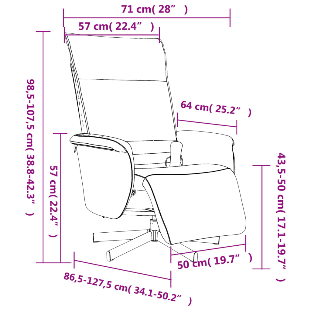 vidaXL Sillón reclinable masaje con reposapiés cuero sintético negro