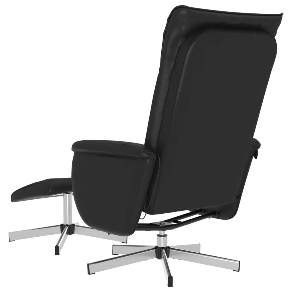 vidaXL Sillón reclinable masaje con reposapiés cuero sintético negro