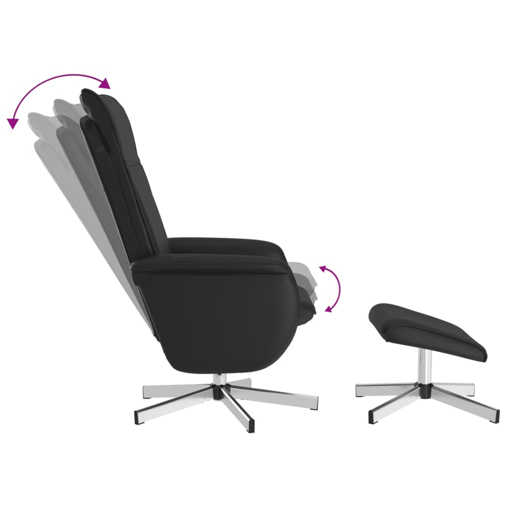 vidaXL Sillón reclinable masaje con reposapiés cuero sintético negro