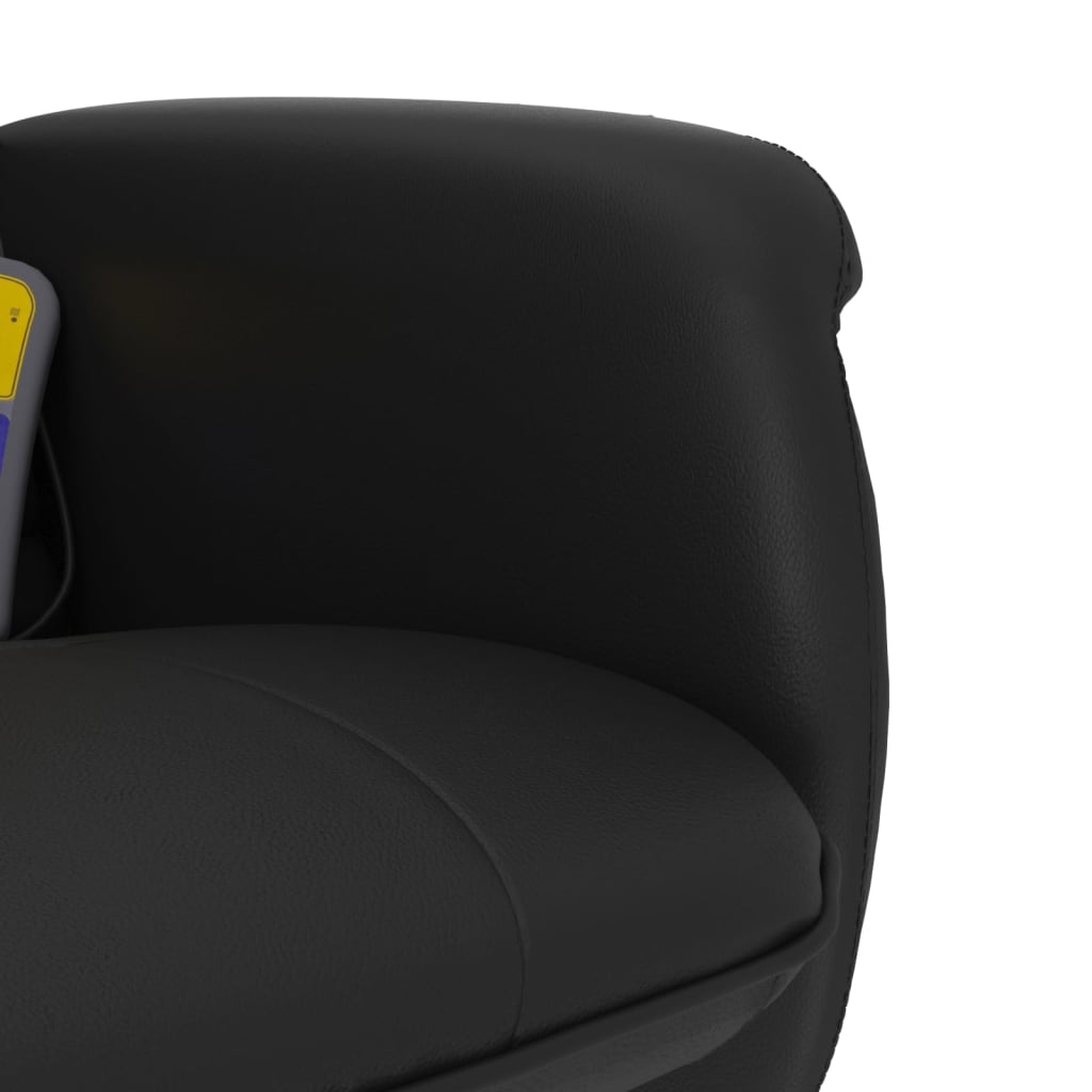 vidaXL Sillón reclinable masaje con reposapiés cuero sintético negro