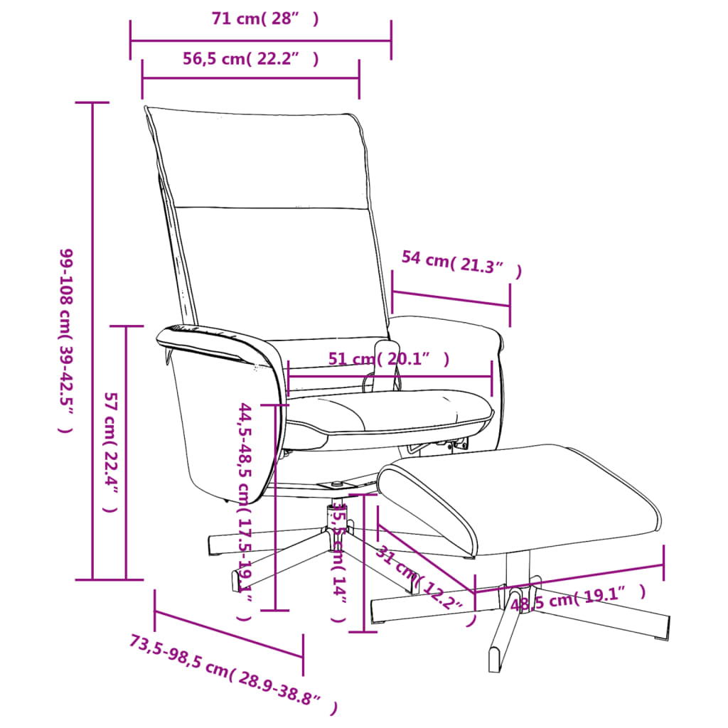 vidaXL Sillón reclinable masaje con reposapiés cuero sintético negro