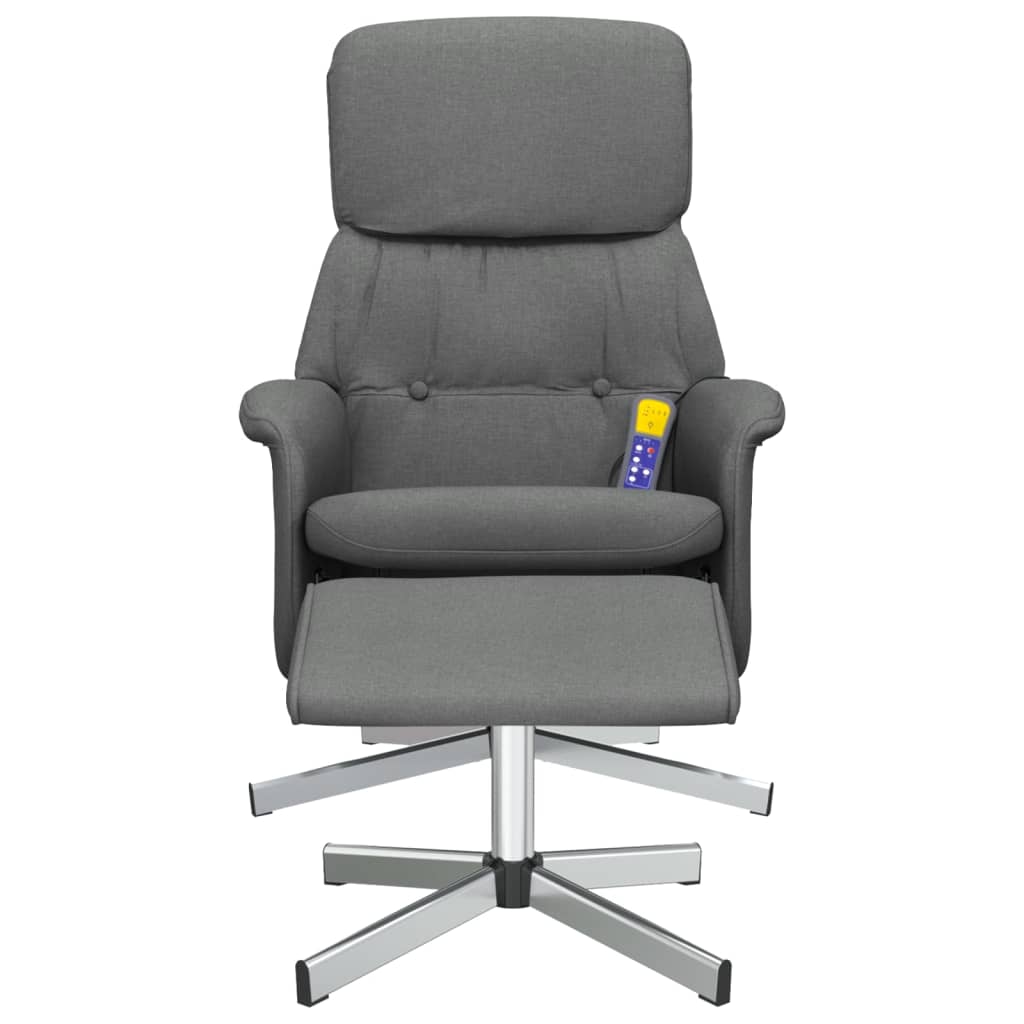 vidaXL Sillón reclinable de masaje con reposapiés tela gris oscuro