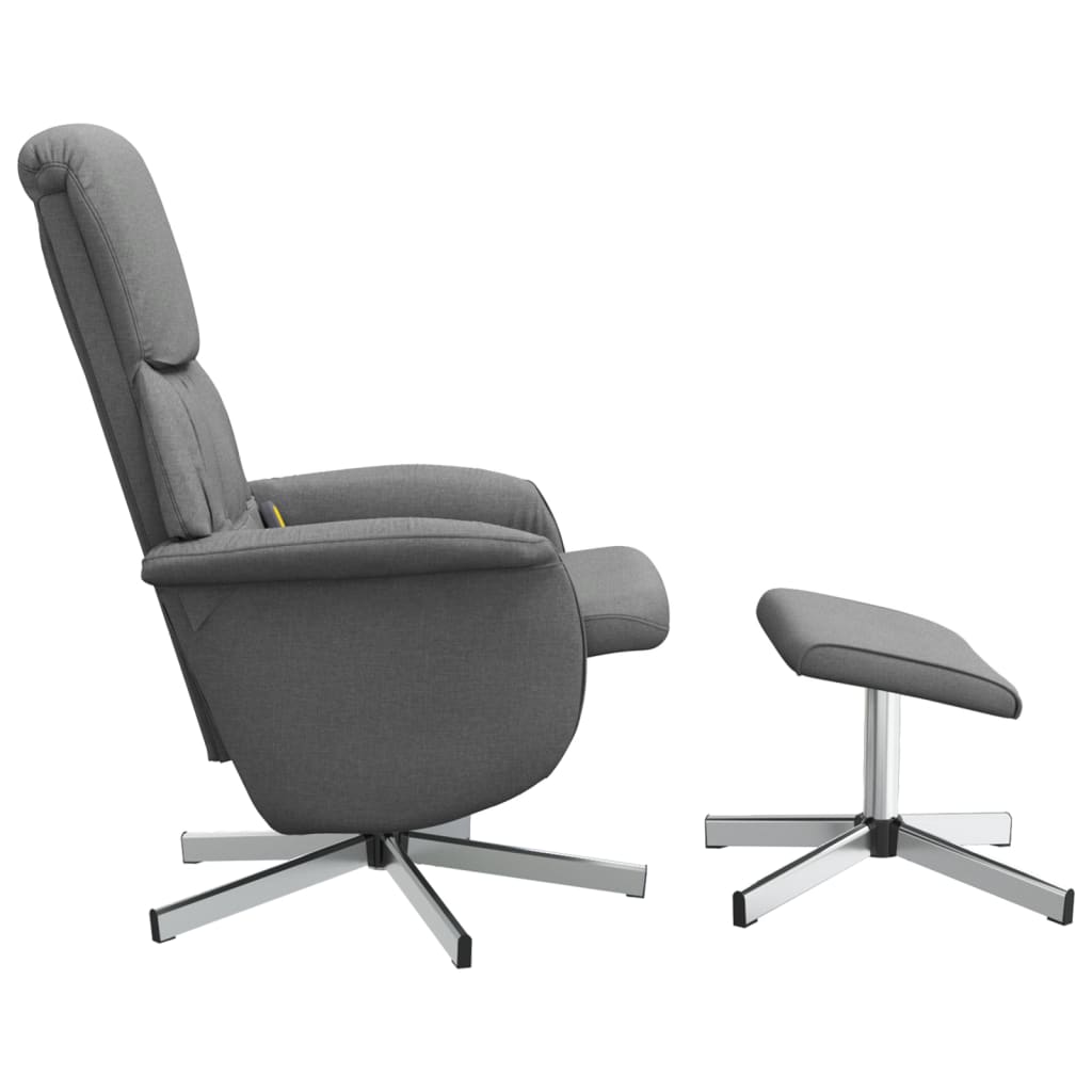 vidaXL Sillón reclinable de masaje con reposapiés tela gris oscuro