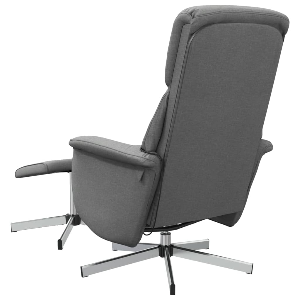 vidaXL Sillón reclinable de masaje con reposapiés tela gris oscuro