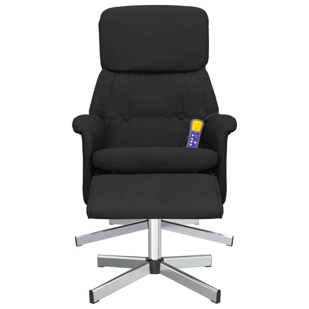 vidaXL Sillón reclinable de masaje con reposapiés tela negro