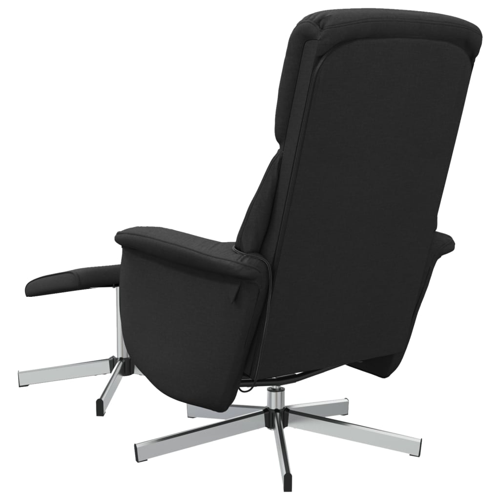 vidaXL Sillón reclinable de masaje con reposapiés tela negro