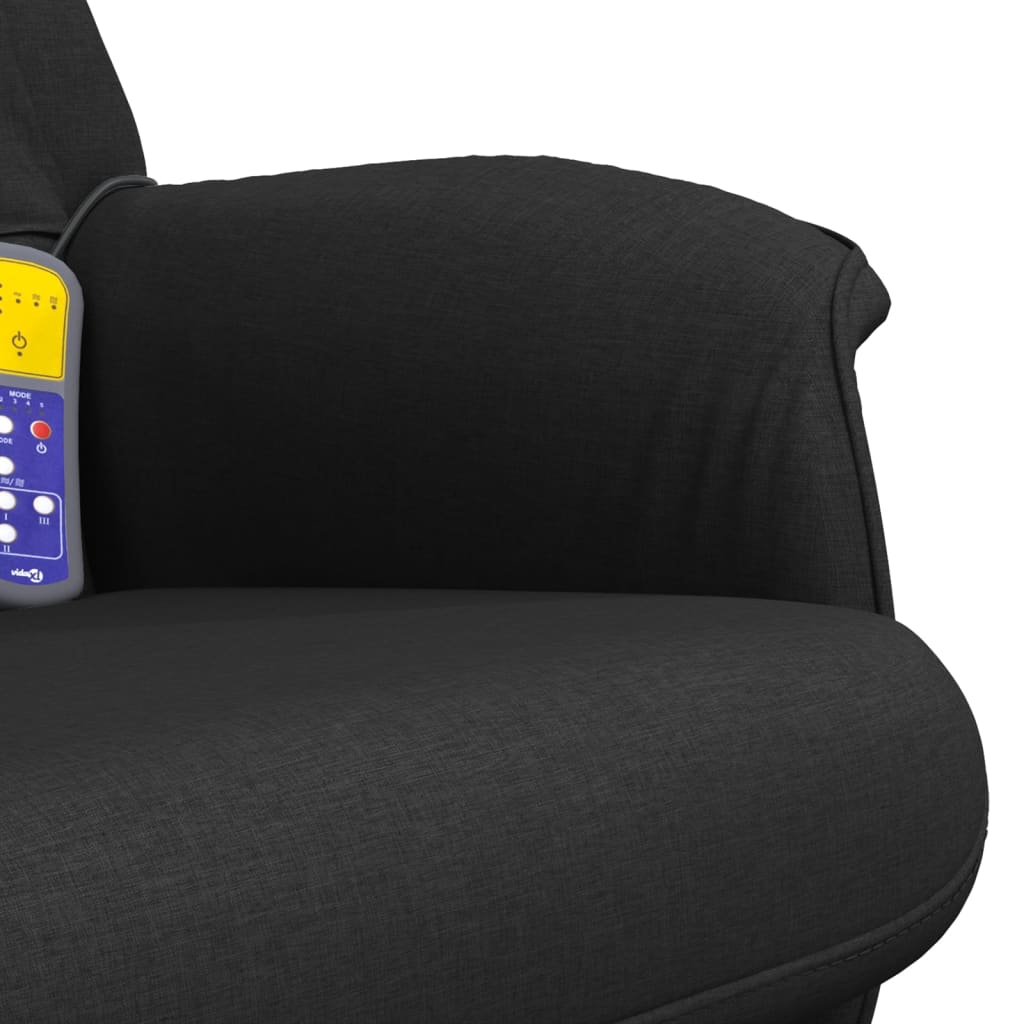 vidaXL Sillón reclinable de masaje con reposapiés tela negro