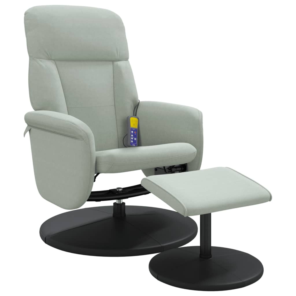 vidaXL Sillón reclinable masaje con reposapiés terciopelo gris claro