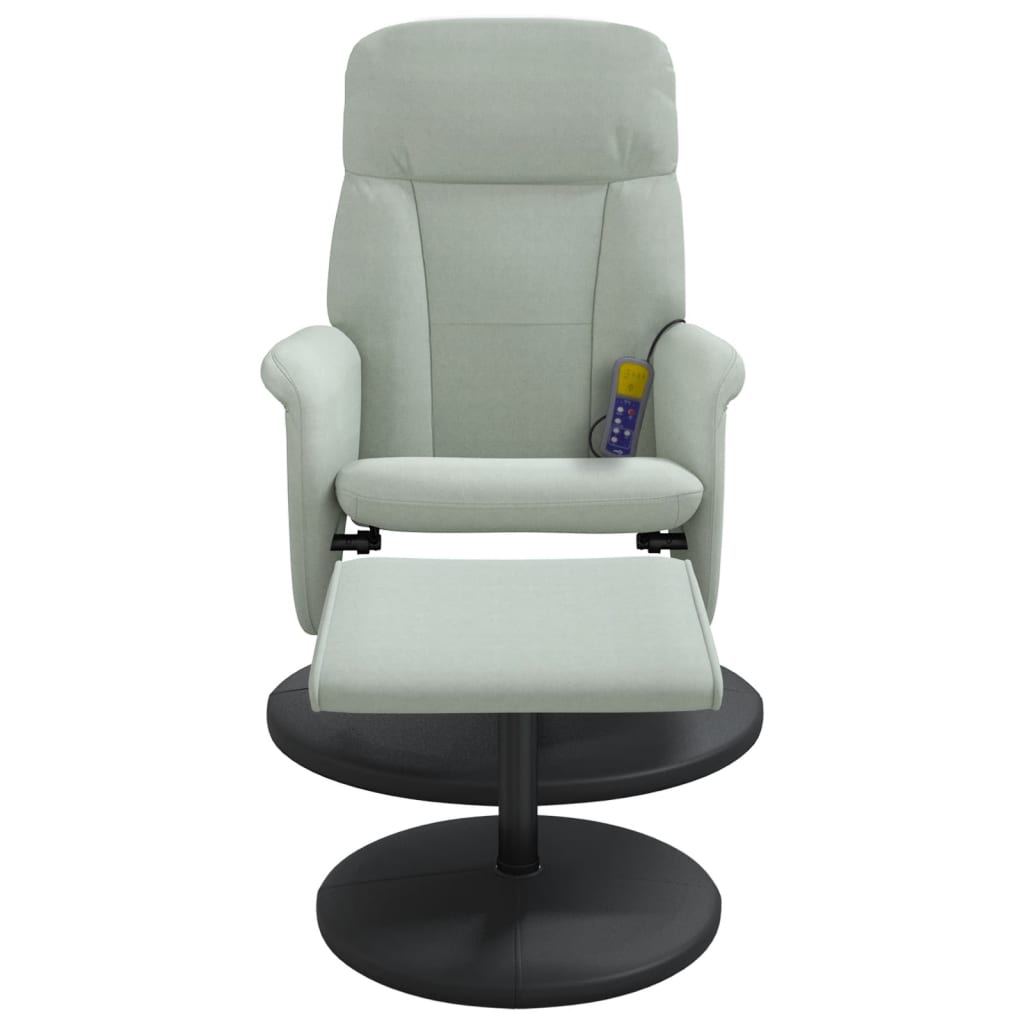 vidaXL Sillón reclinable masaje con reposapiés terciopelo gris claro