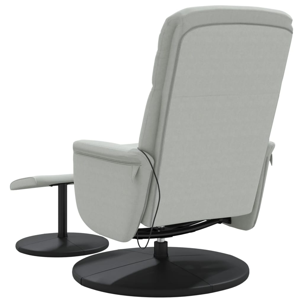 vidaXL Sillón reclinable masaje con reposapiés terciopelo gris claro