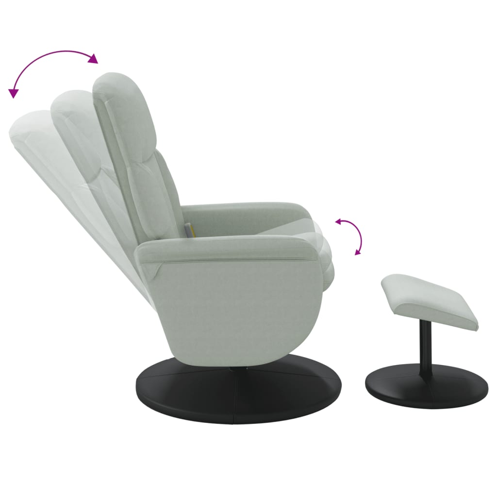 vidaXL Sillón reclinable masaje con reposapiés terciopelo gris claro