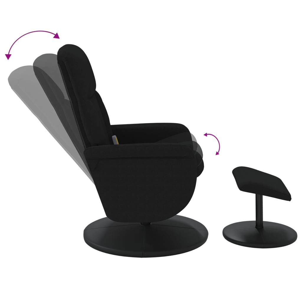 vidaXL Sillón reclinable de masaje con reposapiés terciopelo negro