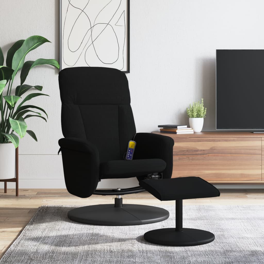 vidaXL Sillón reclinable de masaje con reposapiés terciopelo negro