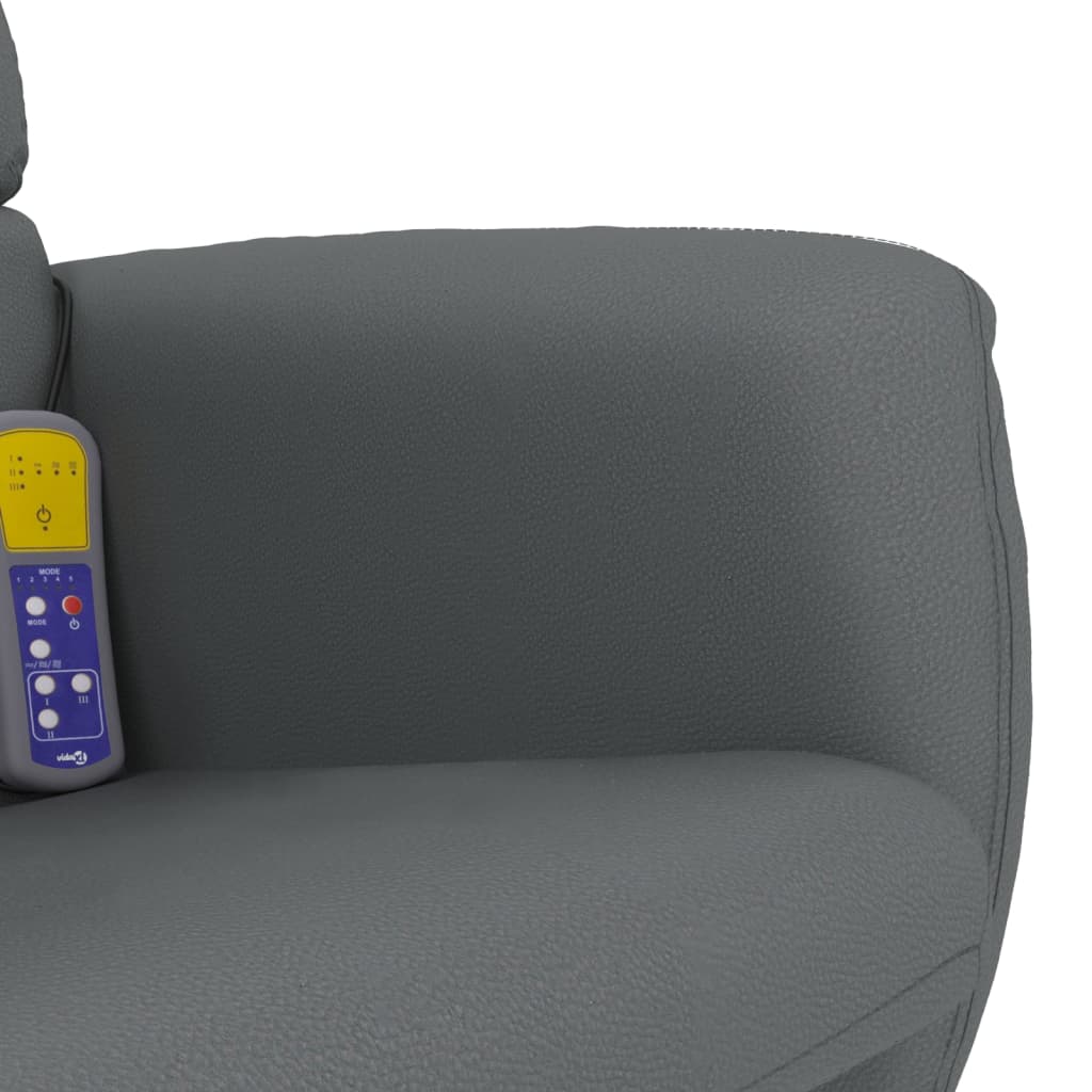 vidaXL Sillón de masaje reclinable con reposapiés cuero sintético gris