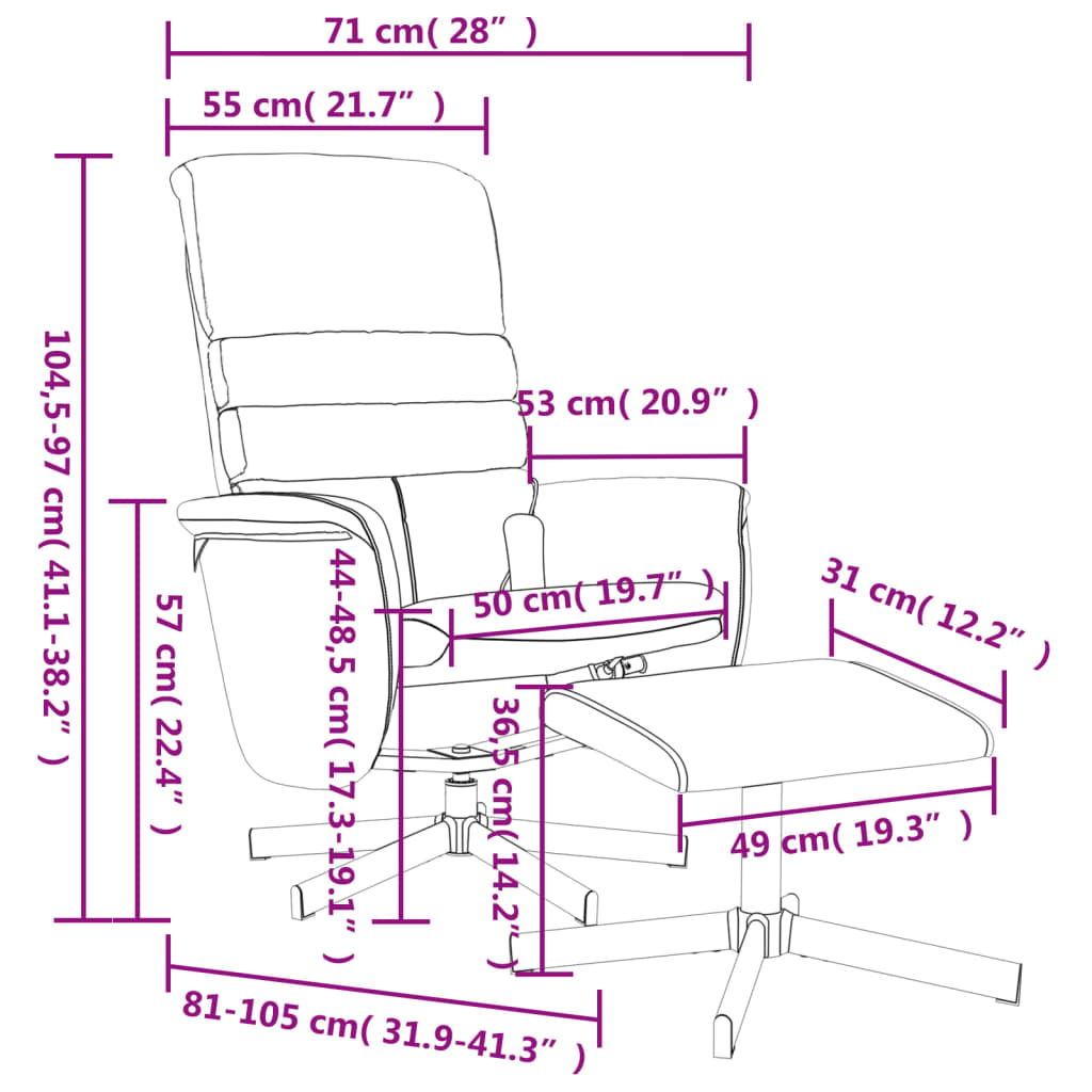 vidaXL Sillón de masaje reclinable con reposapiés cuero sintético gris