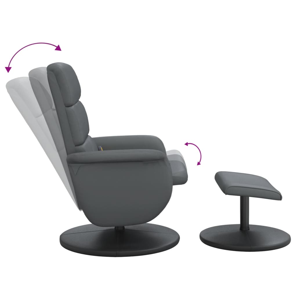 vidaXL Sillón de masaje reclinable con reposapiés cuero sintético gris