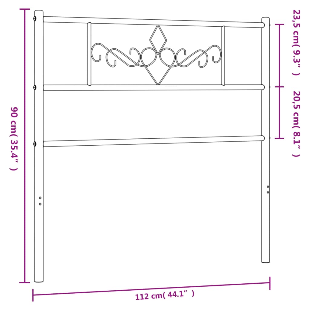 vidaXL Cabecero de metal negro 107 cm