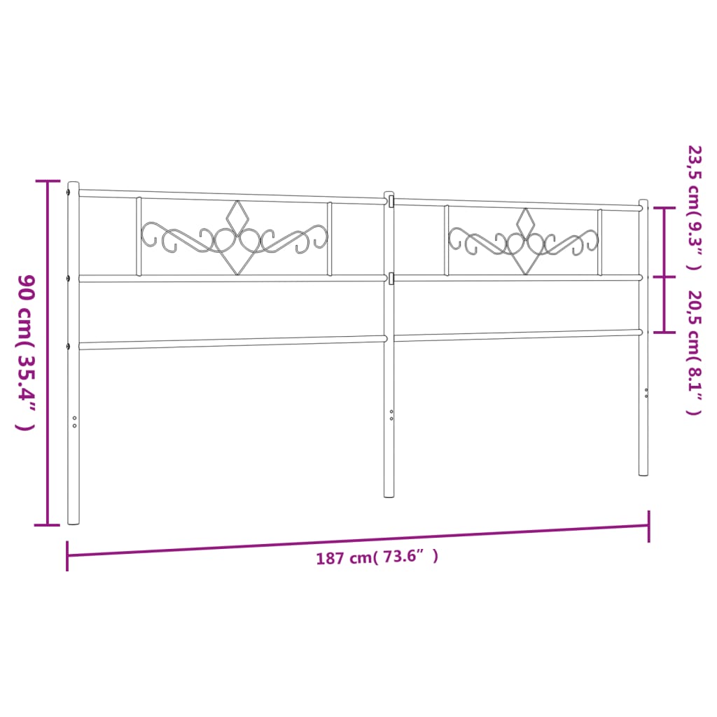 vidaXL Cabecero de metal negro 180 cm