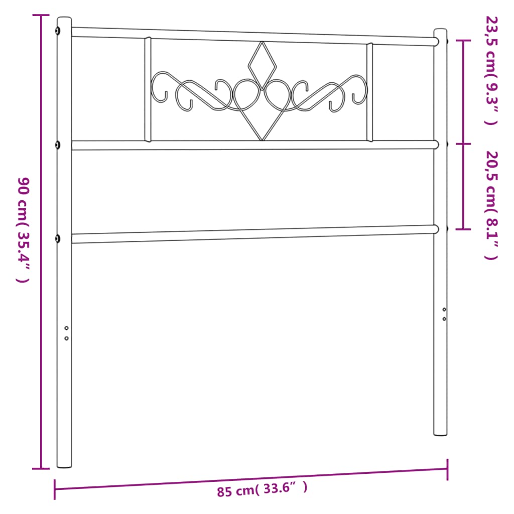 vidaXL Cabecero de metal blanco 80 cm