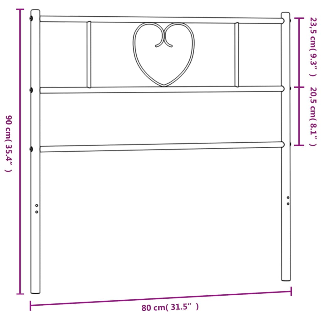 vidaXL Cabecero de metal negro 75 cm