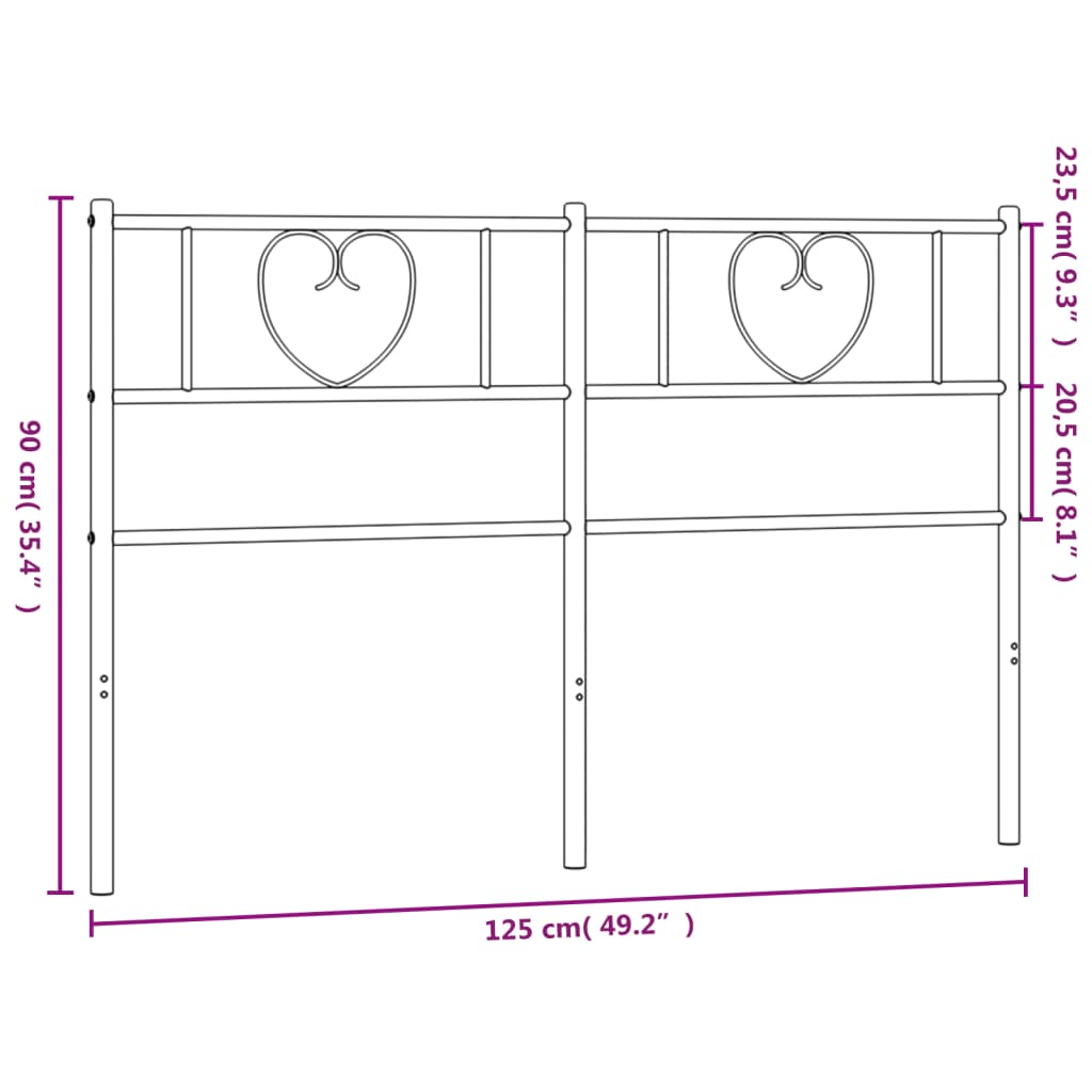 vidaXL Cabecero de metal negro 120 cm