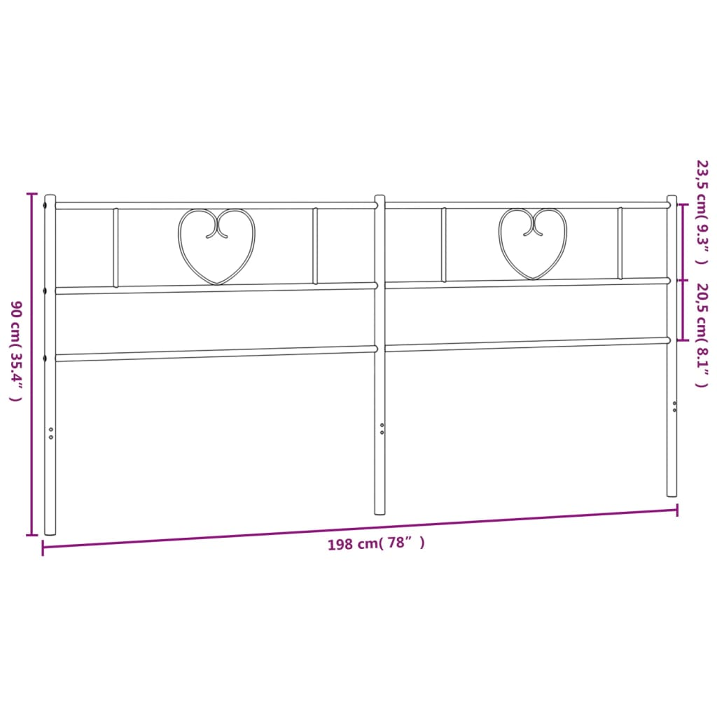 vidaXL Cabecero de metal negro 193 cm