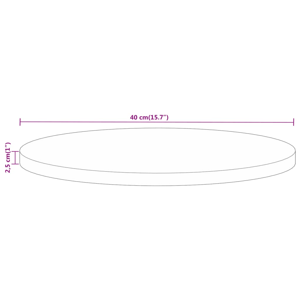 vidaXL Tablero de mesa redondo madera maciza mango rugosa Ø 40x2,5 cm