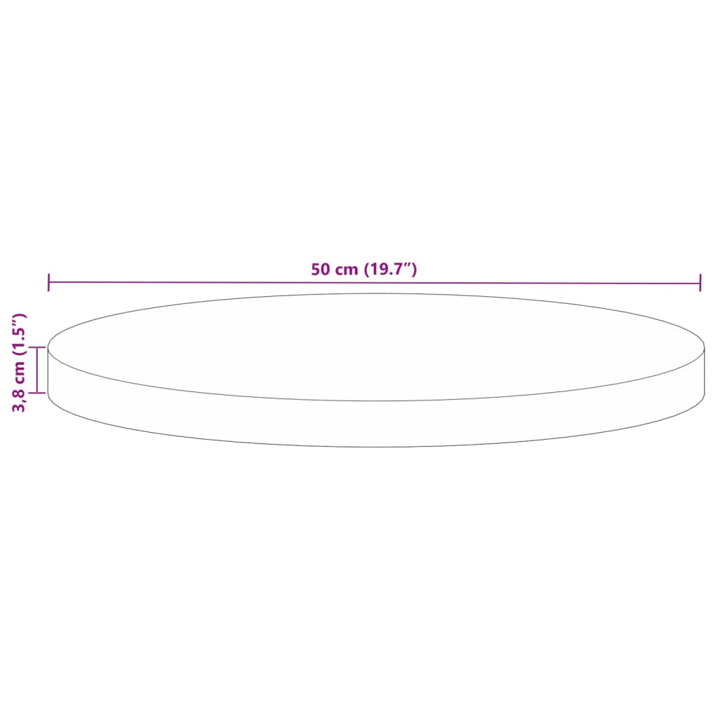 vidaXL Tablero de mesa redondo madera maciza reciclada Ø 50x3,8 cm