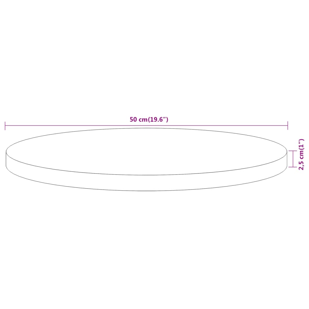 vidaXL Tablero de mesa redondo madera maciza de acacia Ø50x2,5 cm