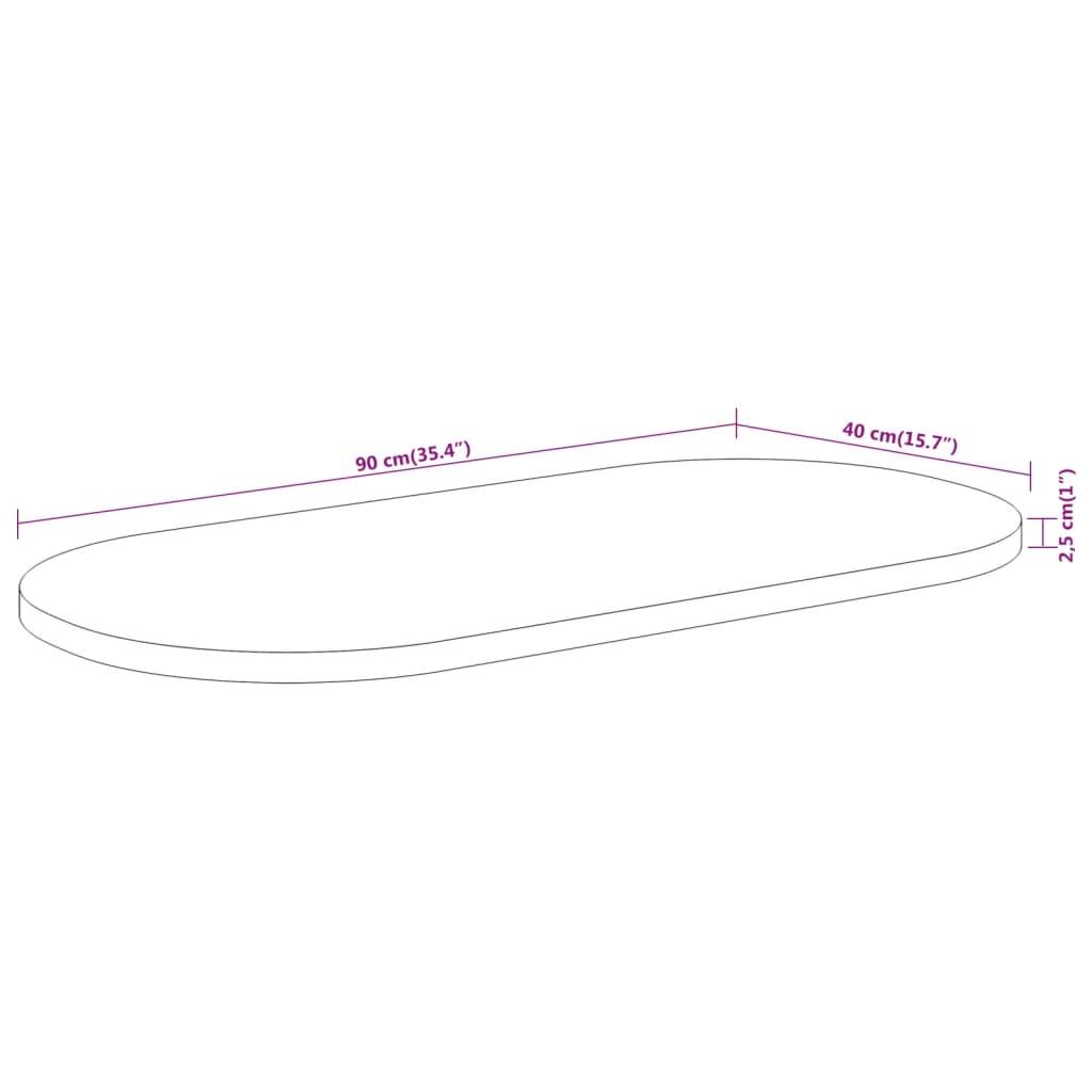 vidaXL Tablero de mesa ovalado madera maciza de acacia 90x40x2,5 cm