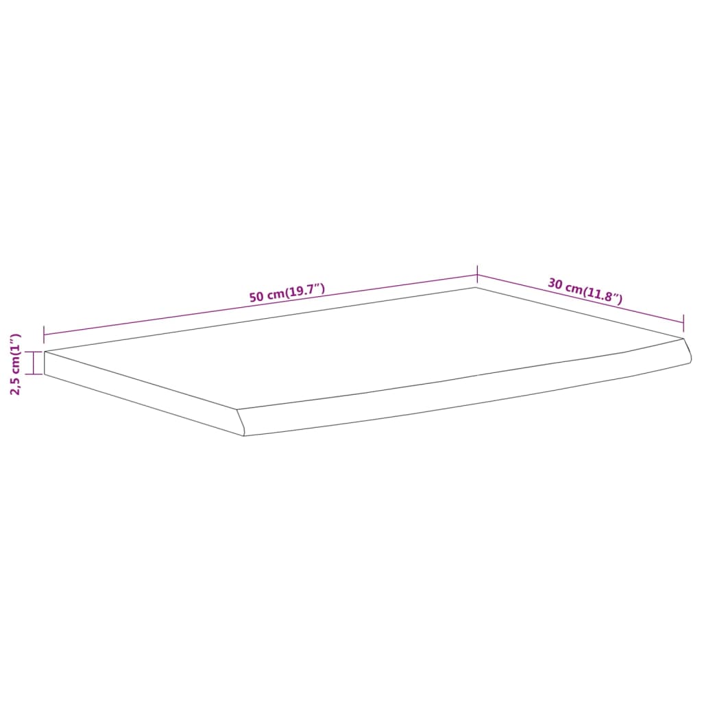 vidaXL Estante pared rectangular madera acacia borde vivo 50x30x2,5 cm