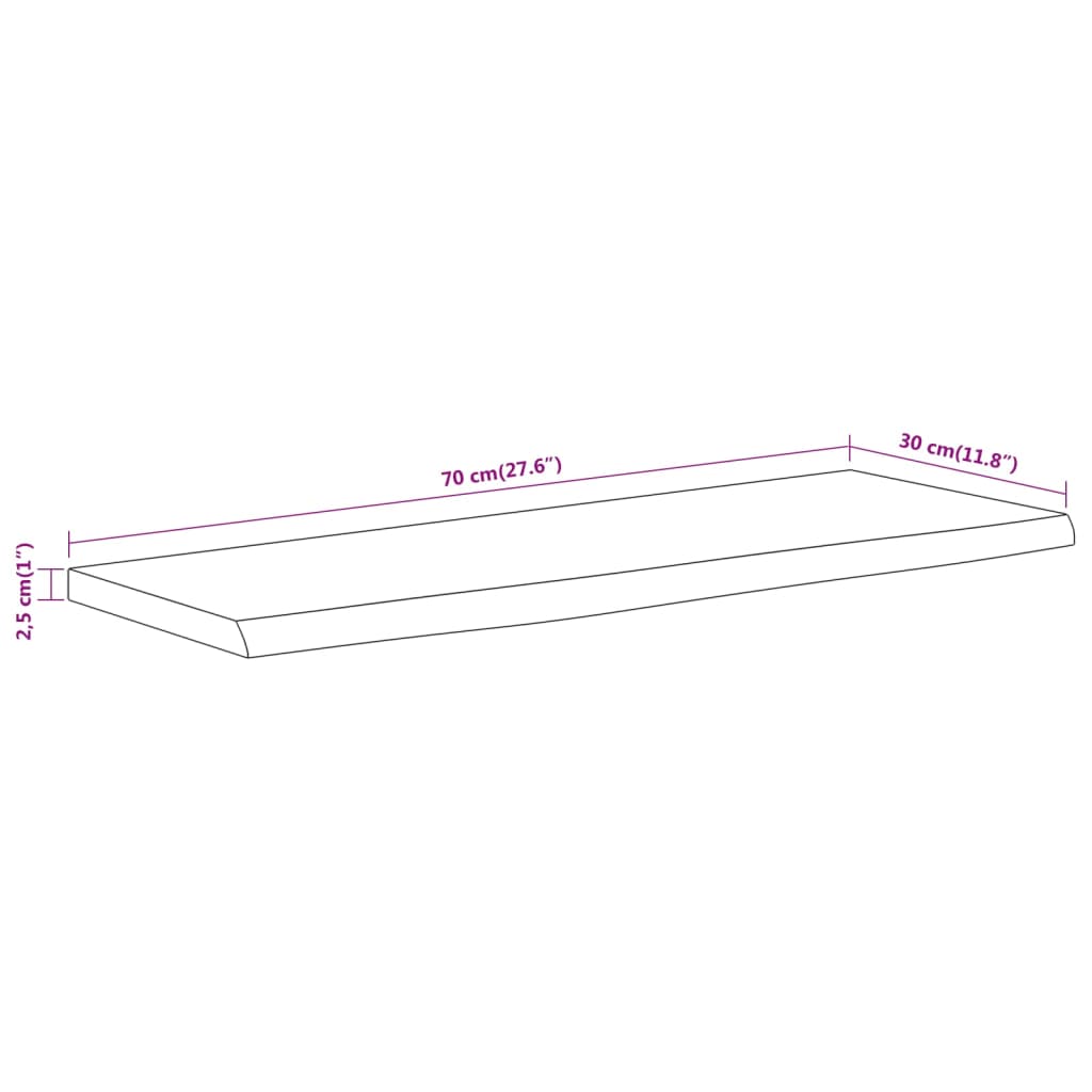 vidaXL Estante pared rectangular madera acacia borde vivo 70x30x2,5 cm