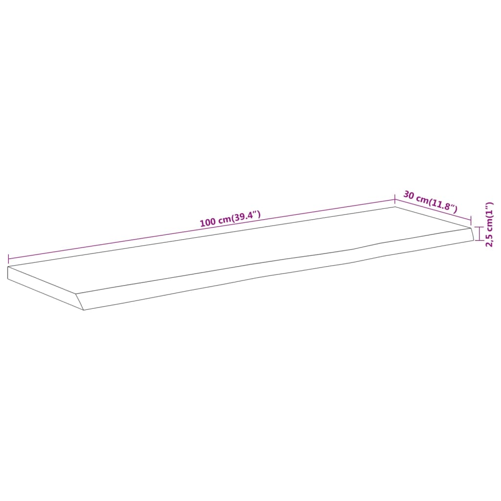 vidaXL Estante pared rectangular madera acacia borde vivo 100x30x2,5cm