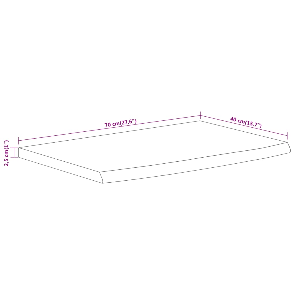 vidaXL Estante pared rectangular madera acacia borde vivo 70x40x2,5 cm