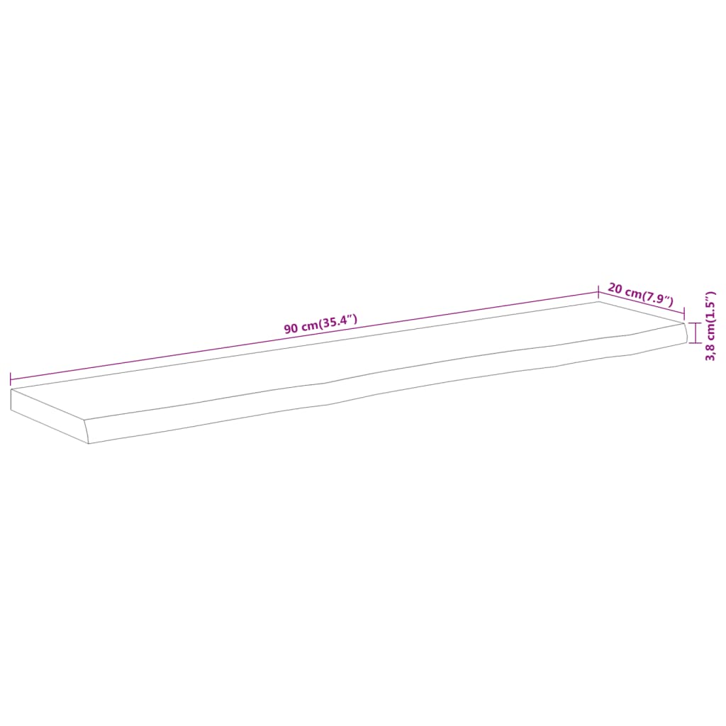 vidaXL Estante pared rectangular madera acacia borde vivo 90x20x3,8 cm