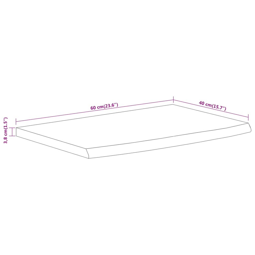 vidaXL Estante pared rectangular madera acacia borde vivo 60x40x3,8 cm