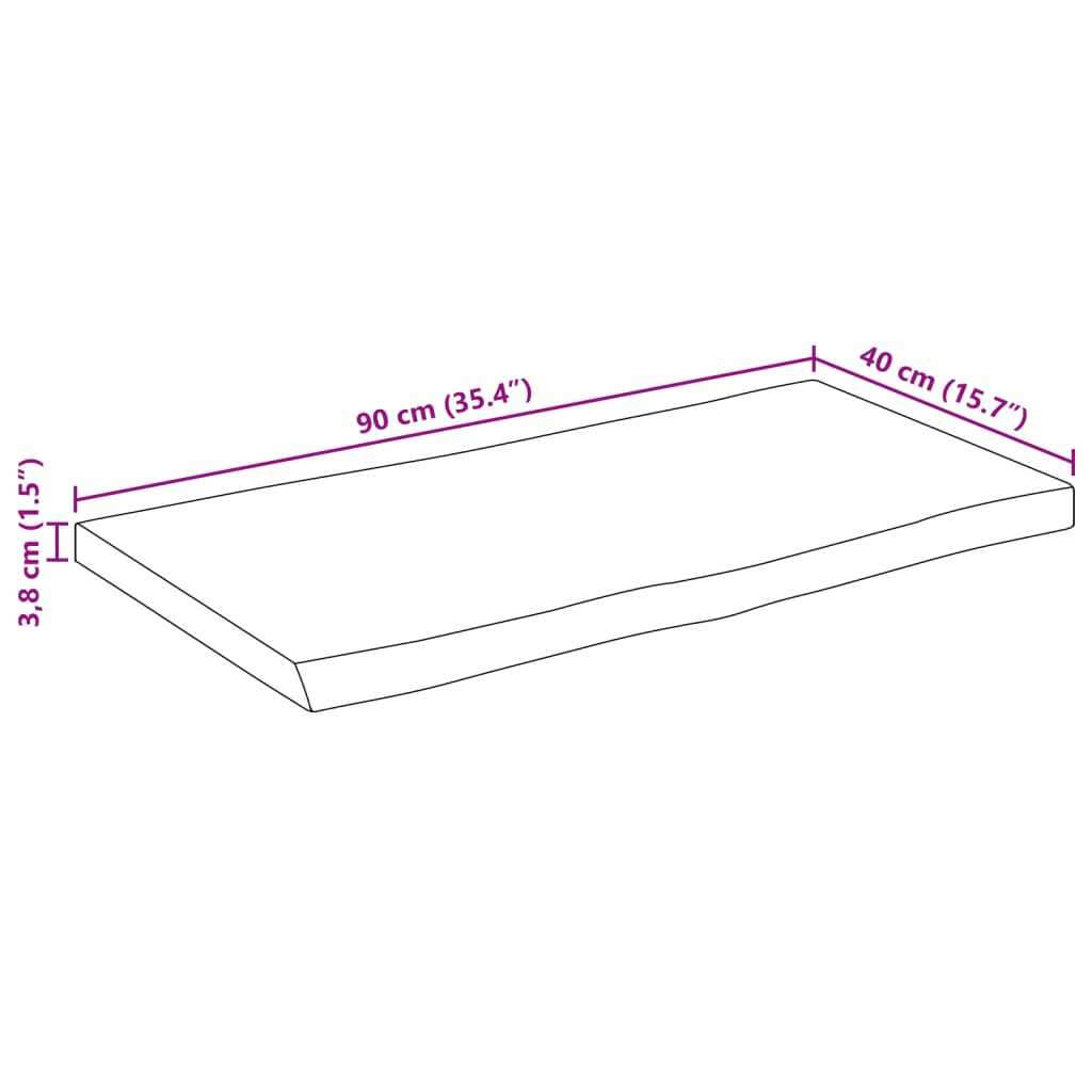 vidaXL Tablero rectangular madera de acacia borde vivo 90x40x3,8 cm