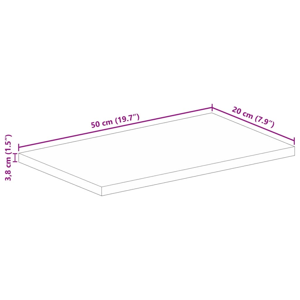 vidaXL Tablero de mesa rectangular madera maciza acacia 50x20x3,8 cm