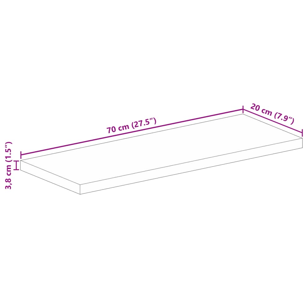 vidaXL Tablero de mesa rectangular madera maciza acacia 70x20x3,8 cm