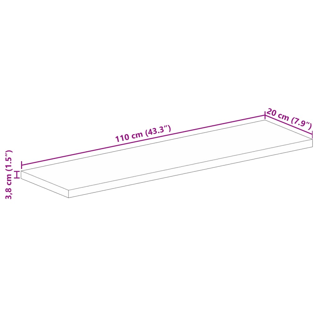 vidaXL Tablero de mesa rectangular madera maciza acacia 110x20x3,8 cm