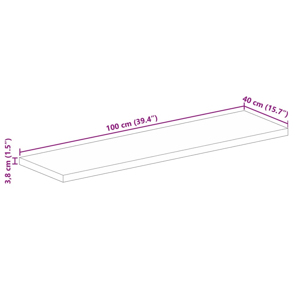 vidaXL Tablero mesa rectangular madera maciza reciclada 100x40x3,8 cm