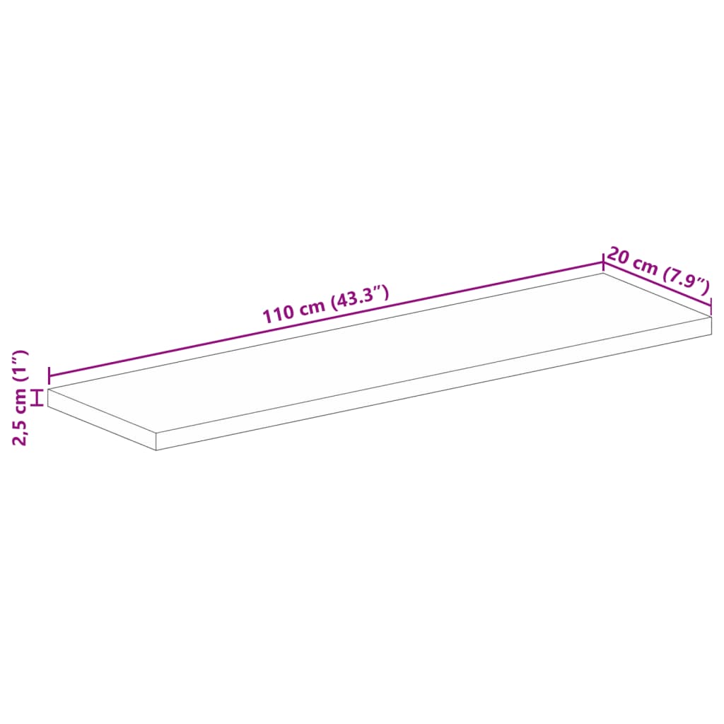 vidaXL Tablero mesa rectangular madera maciza reciclada 110x20x2,5 cm