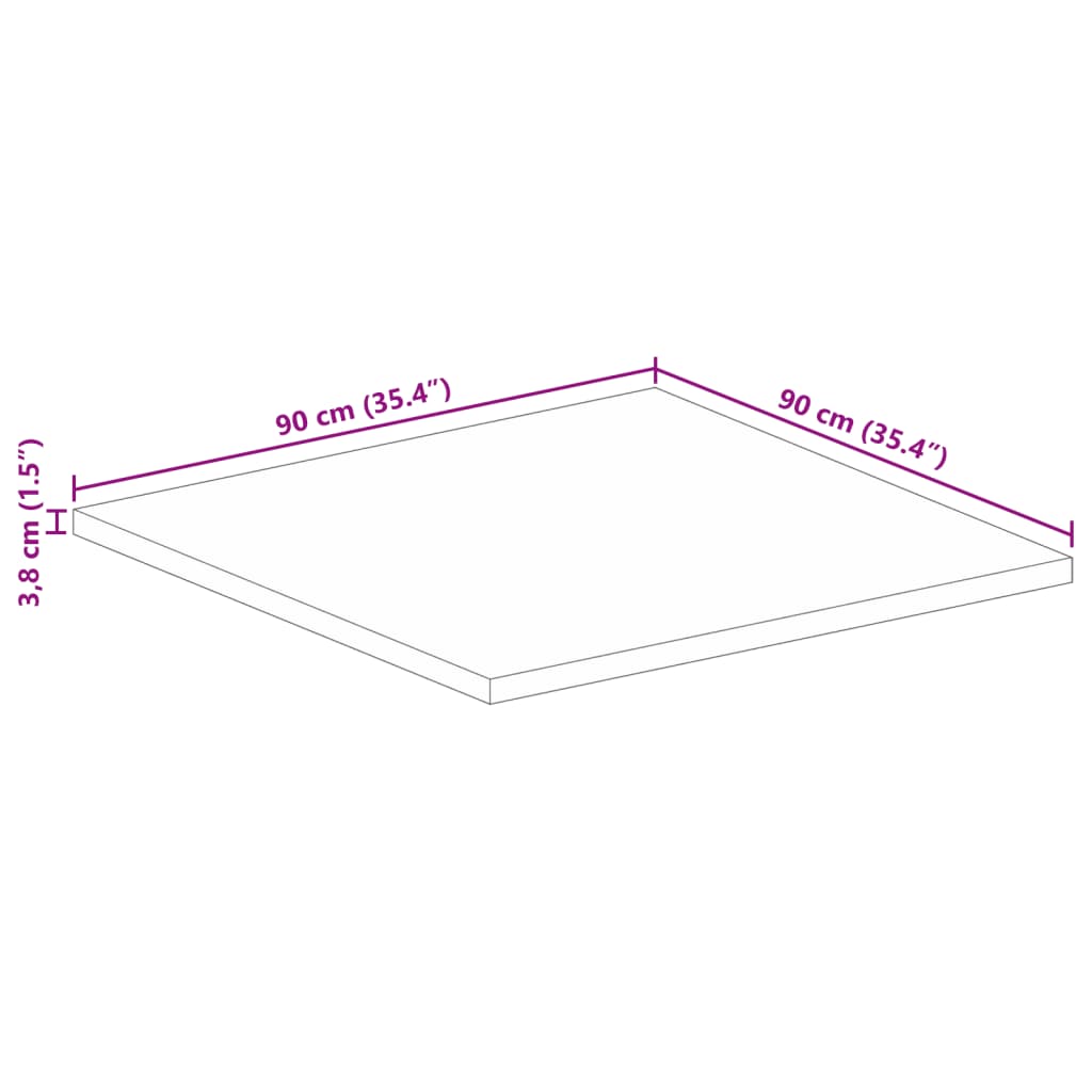 vidaXL Tablero de mesa cuadrado madera maciza reciclada 90x90x3,8 cm