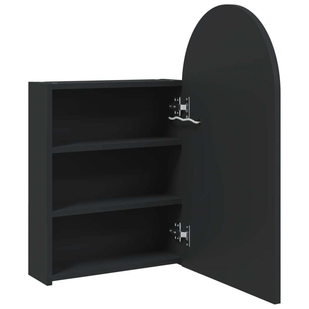 vidaXL Mueble de baño con espejo arqueado y luz LED negro 42x13x70 cm