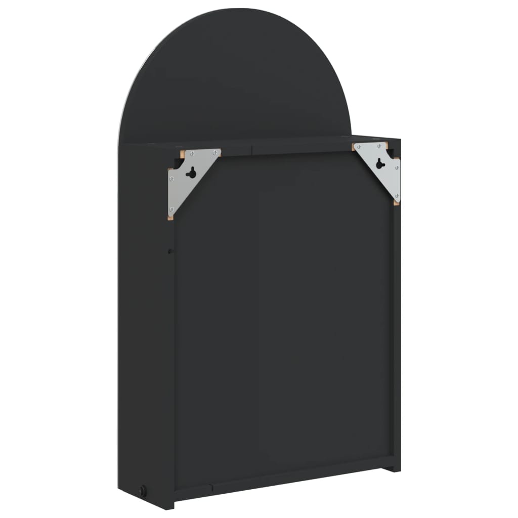 vidaXL Mueble de baño con espejo arqueado y luz LED negro 42x13x70 cm