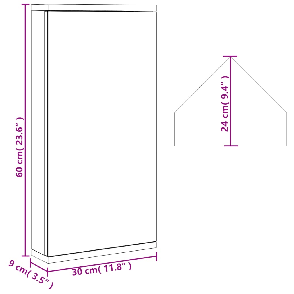 vidaXL Mueble de baño de esquina con espejo roble 30x24x60 cm