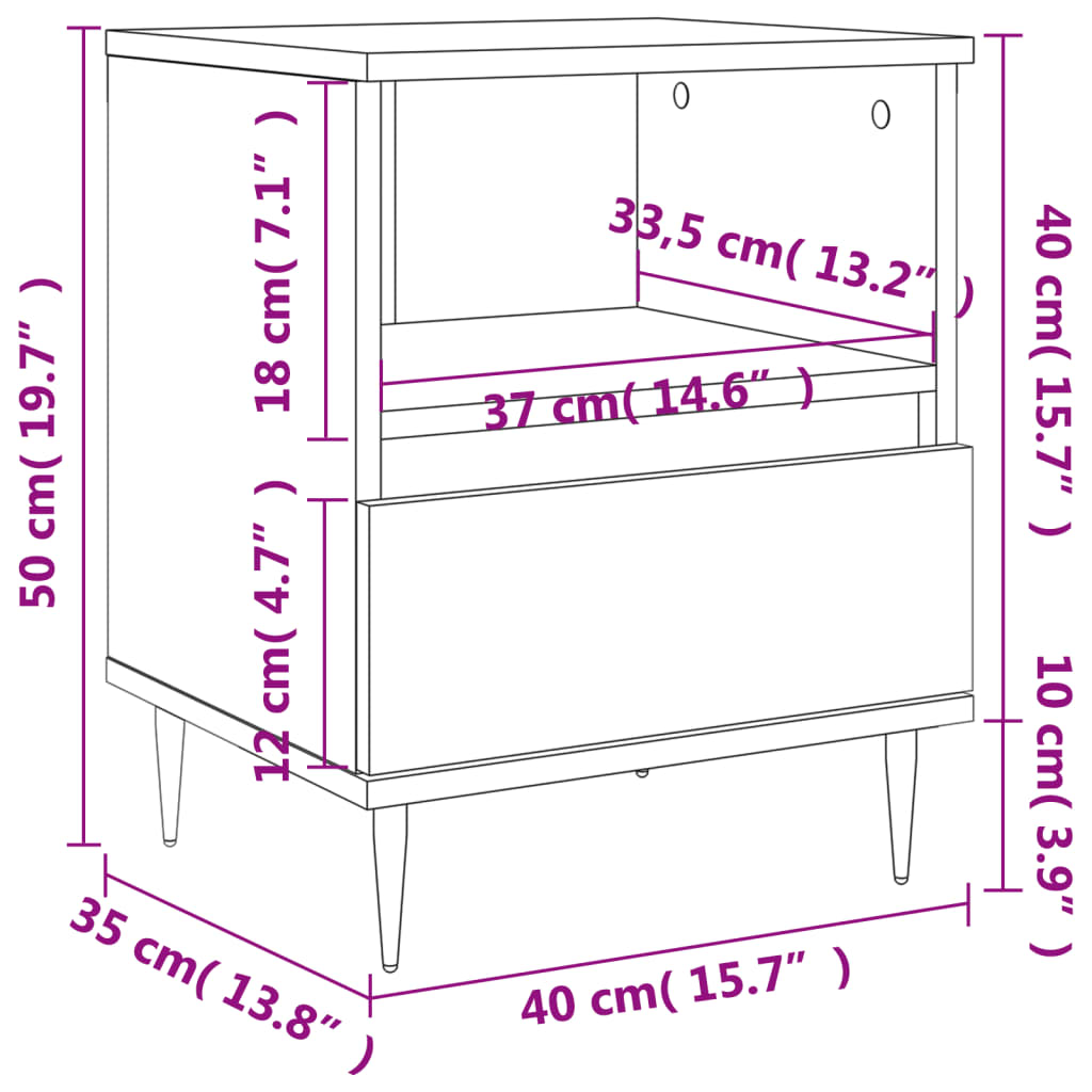 vidaXL Mesitas de noche 2 uds madera de ingeniería blanco 40x35x50 cm