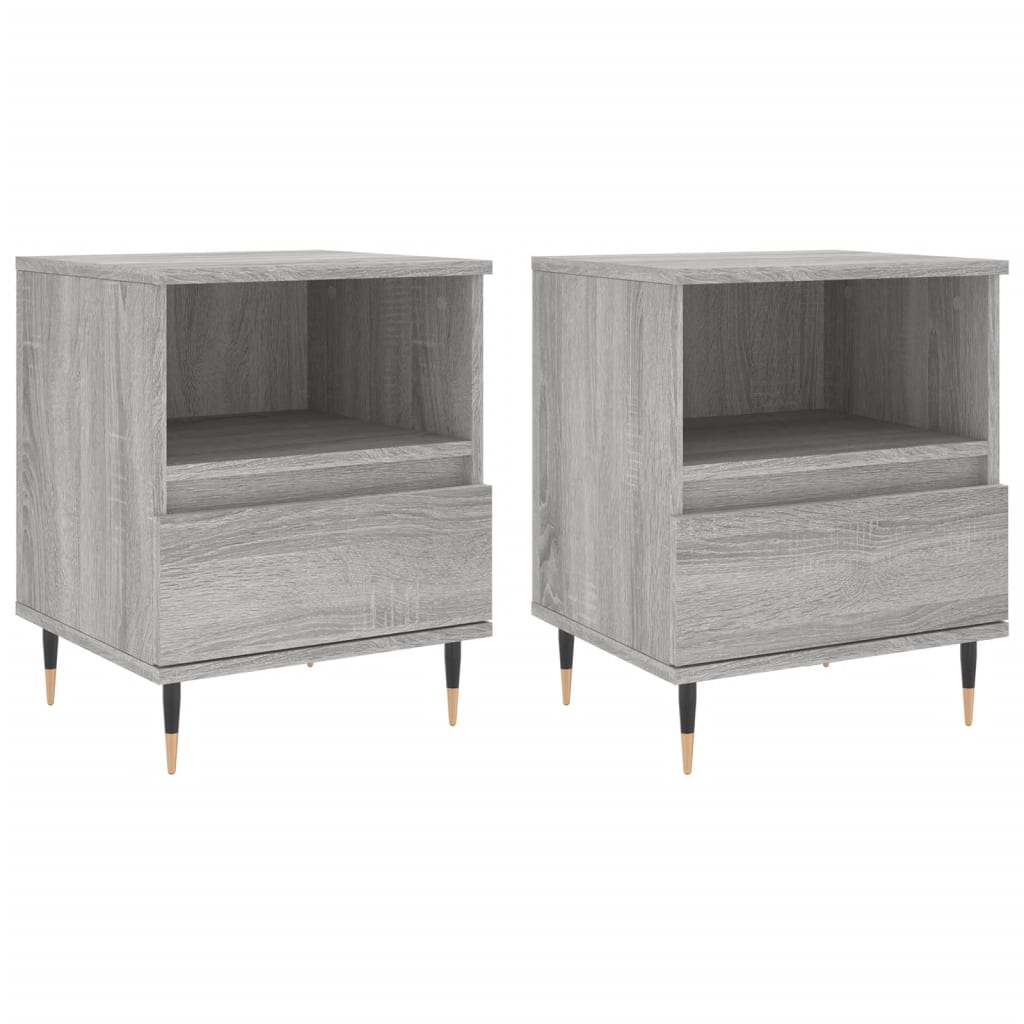 vidaXL Mesita de noche 2 uds madera ingeniería gris Sonoma 40x35x50 cm