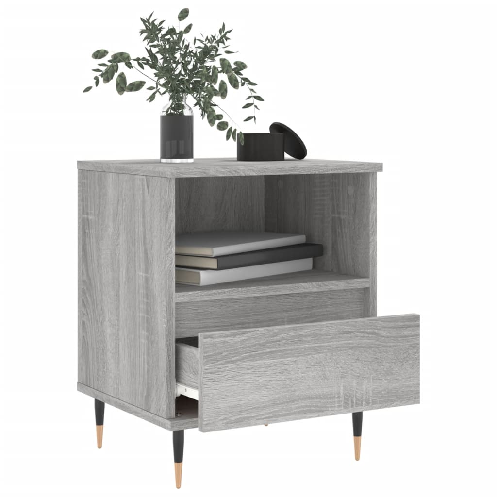 vidaXL Mesita de noche 2 uds madera ingeniería gris Sonoma 40x35x50 cm